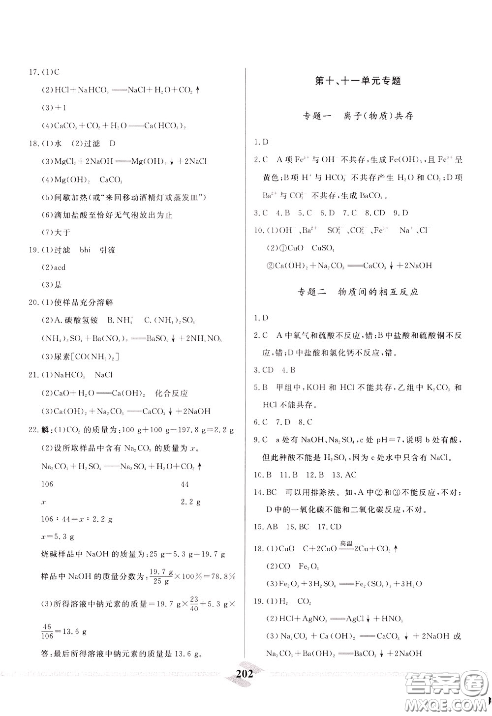 天津人民出版社2020年一飛沖天中考專(zhuān)項(xiàng)精品試題分類(lèi)化學(xué)參考答案