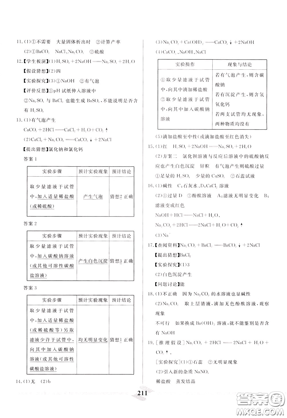 天津人民出版社2020年一飛沖天中考專(zhuān)項(xiàng)精品試題分類(lèi)化學(xué)參考答案
