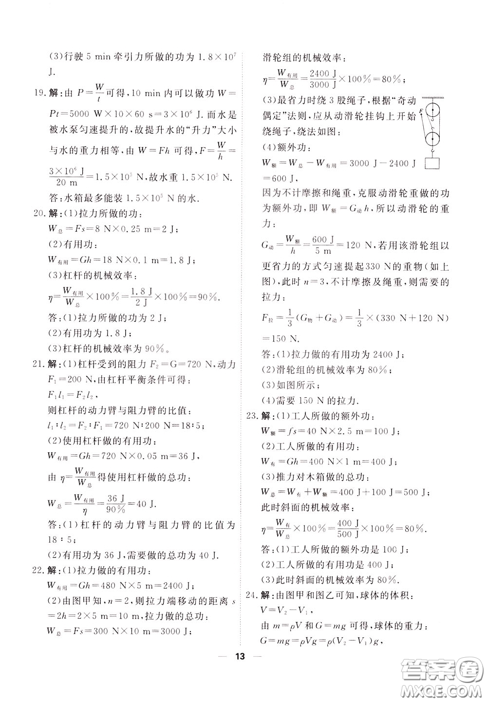 2020年一飛沖天小復習八年級下冊物理參考答案