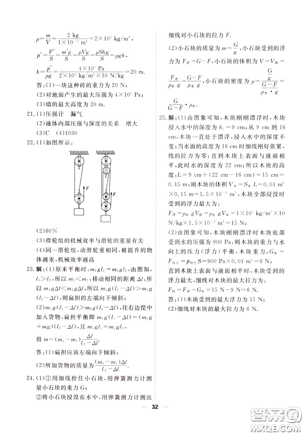 2020年一飛沖天小復習八年級下冊物理參考答案