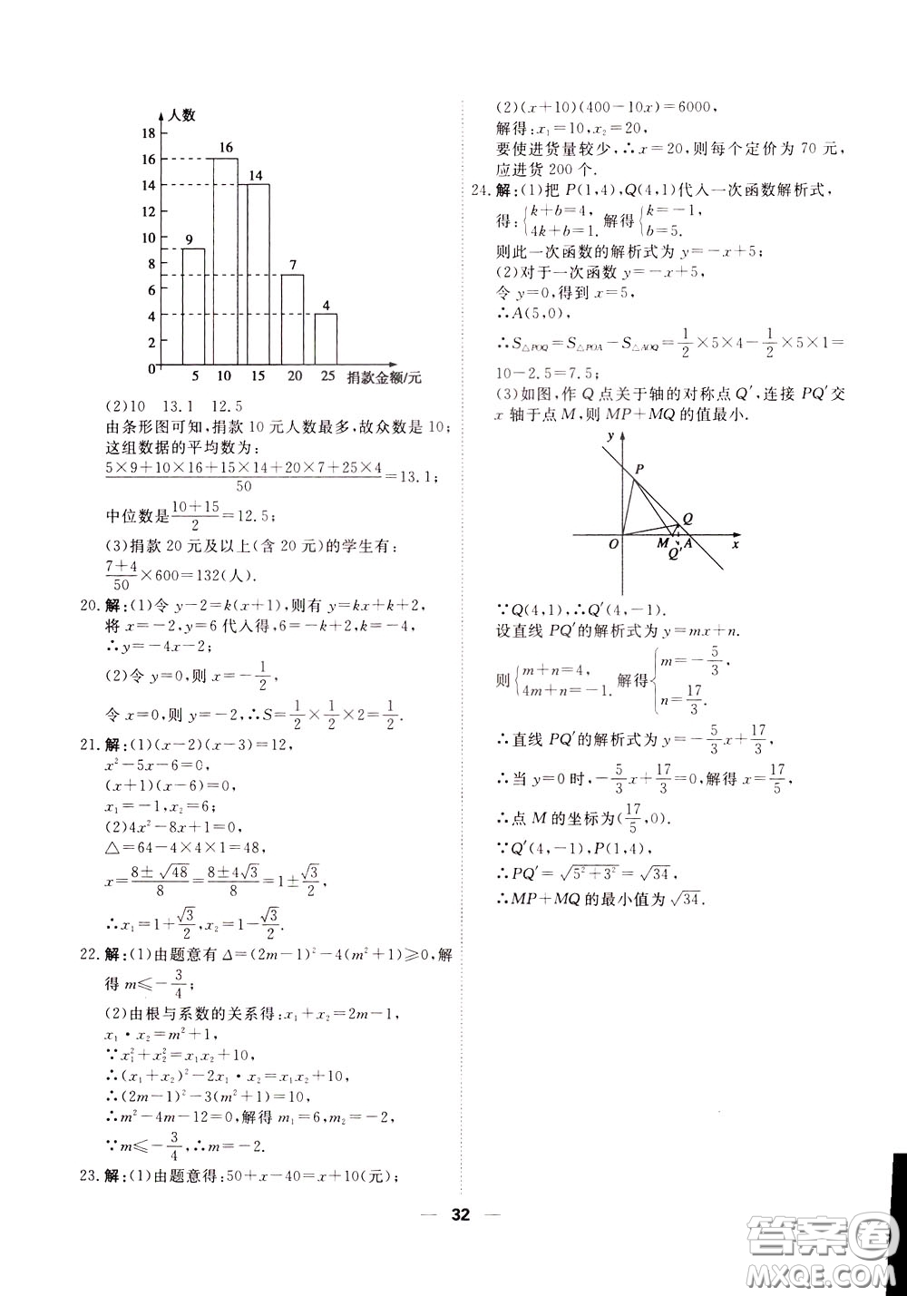 2020年一飛沖天小復(fù)習(xí)八年級(jí)下冊(cè)數(shù)學(xué)參考答案