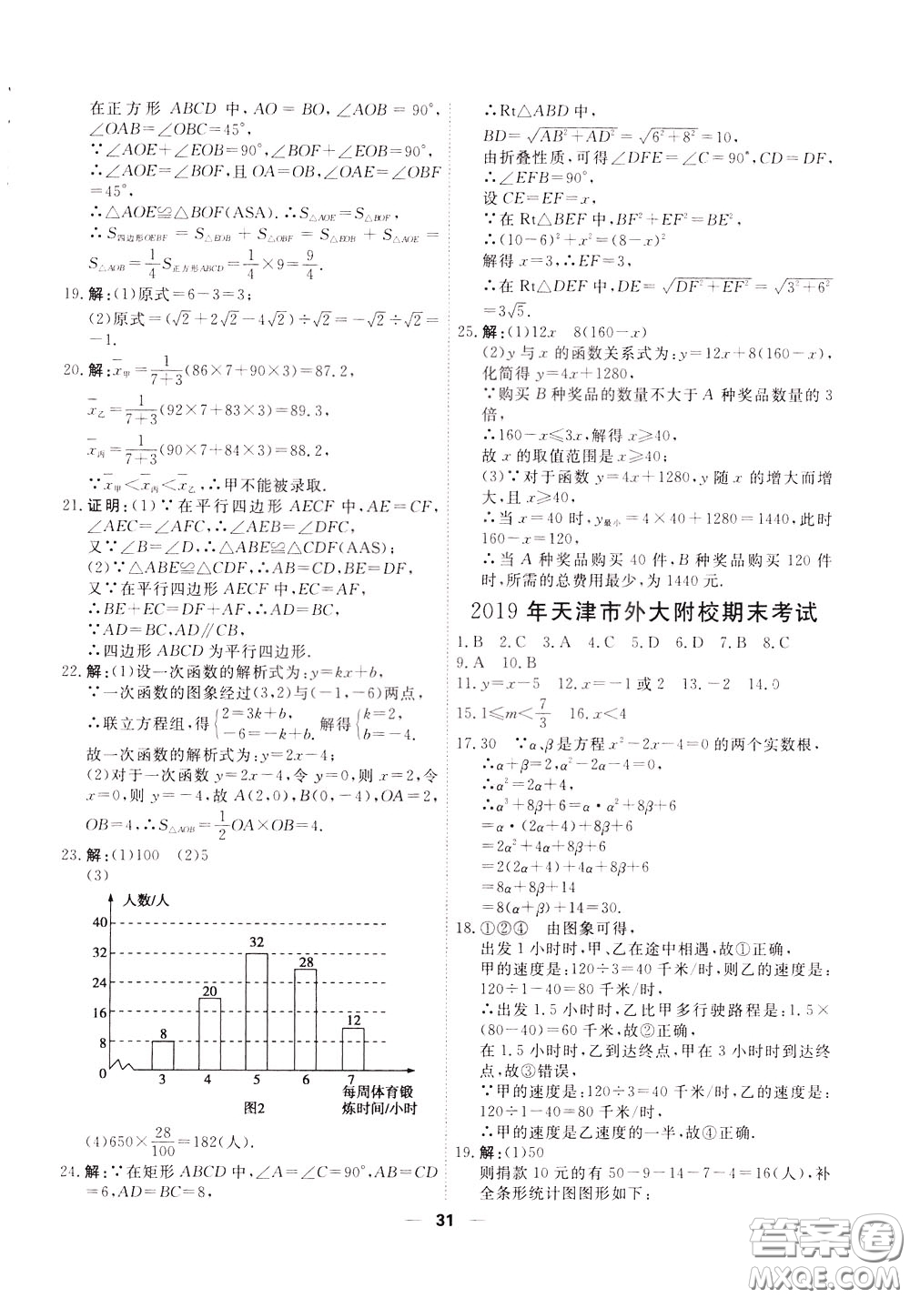 2020年一飛沖天小復(fù)習(xí)八年級(jí)下冊(cè)數(shù)學(xué)參考答案