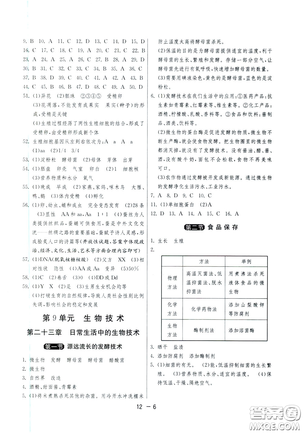 2020升級版1課3練單元達(dá)標(biāo)測試生物學(xué)八年級下冊JSJY江蘇教育版參考答案