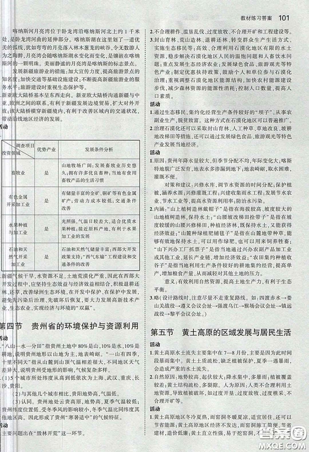 湖南教育出版社2020義務(wù)教育教科書八年級(jí)地理下冊(cè)湘教版課后習(xí)題答案