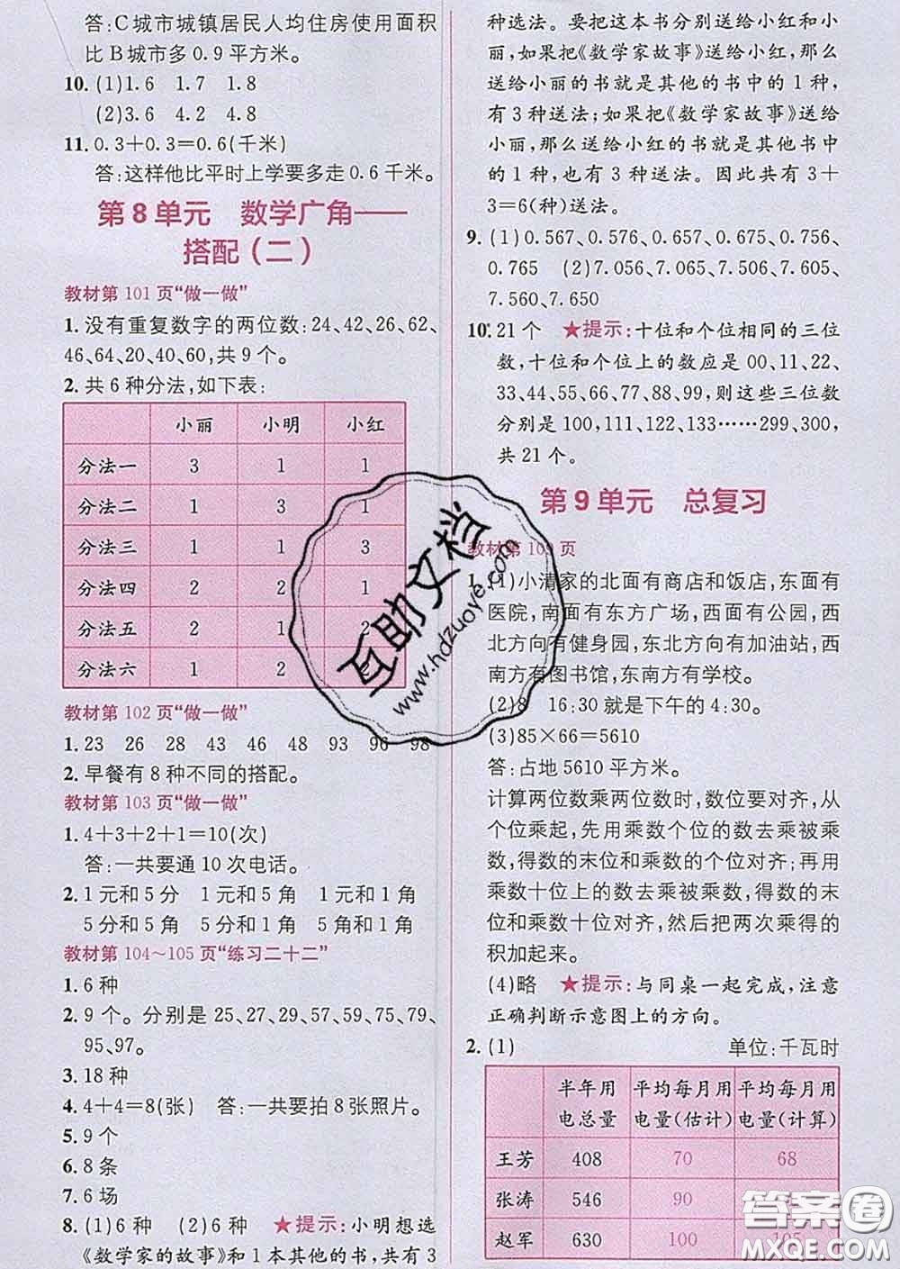 新疆青少年出版社2020春教材1加1三年級數(shù)學(xué)下冊人教版答案