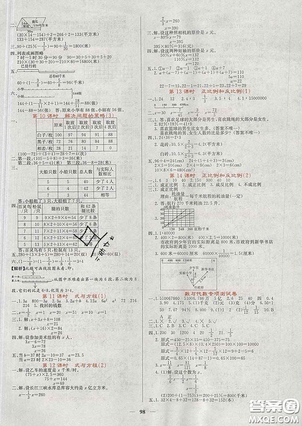 沈陽出版社2020春課堂點睛六年級數(shù)學下冊蘇教版答案