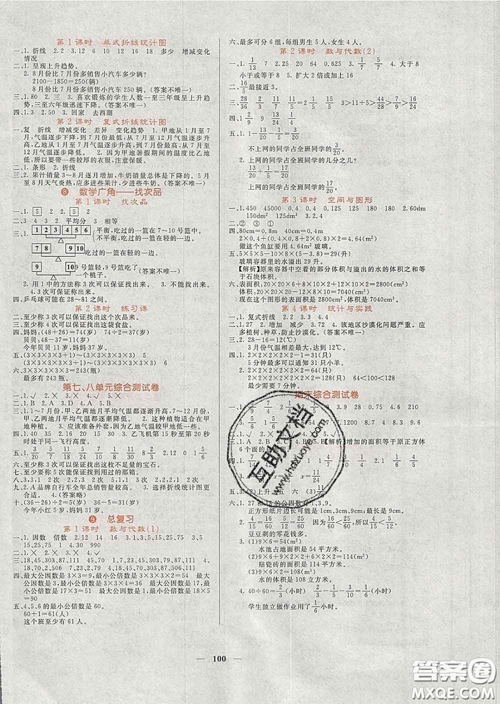 沈陽出版社2020春課堂點睛五年級數(shù)學下冊人教版答案