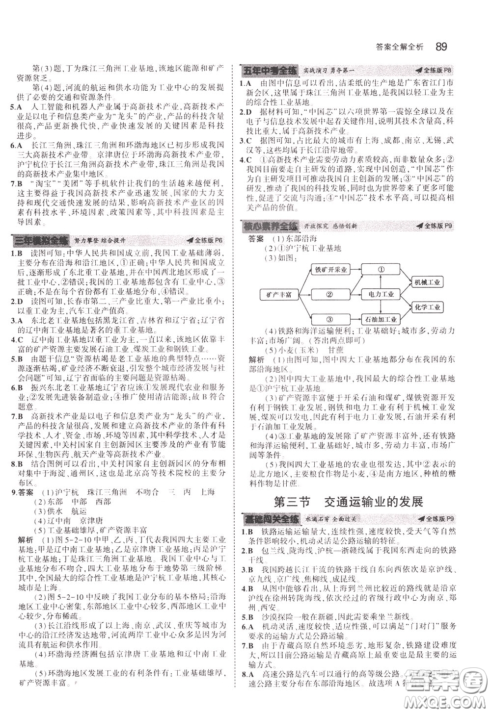 2020版5年中考3年模擬初中地理七年級(jí)下冊全練版中圖版北京專版參考答案