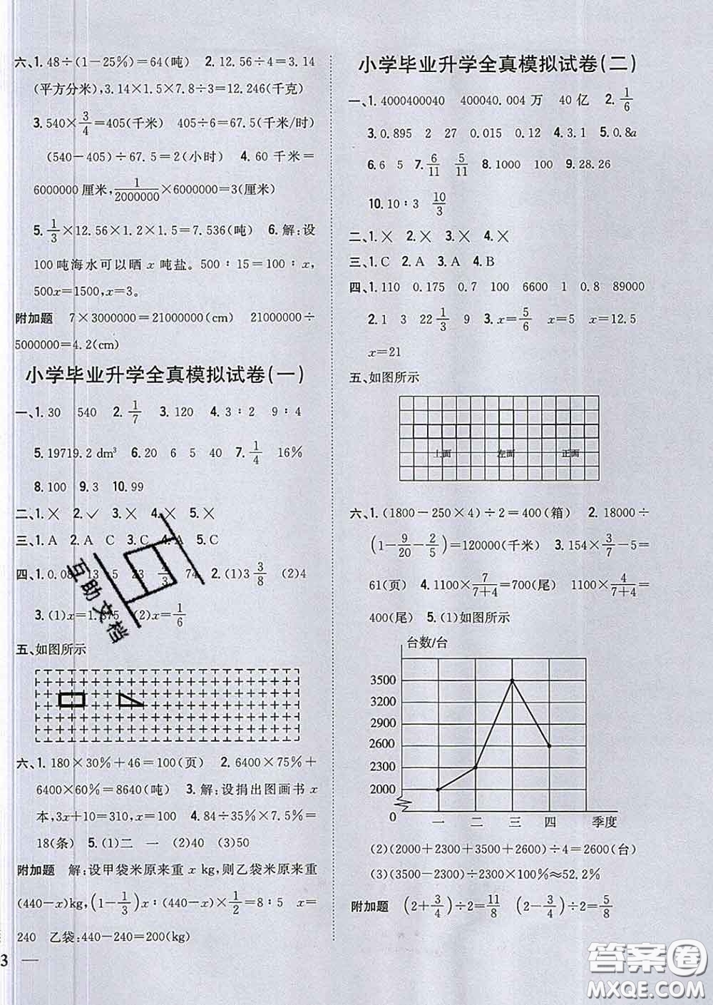 2020春全科王同步課時練習六年級數(shù)學下冊北師版答案