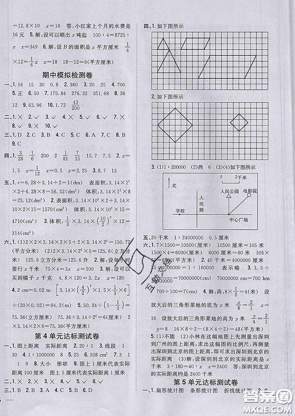 2020春全科王同步課時(shí)練習(xí)六年級數(shù)學(xué)下冊青島版答案