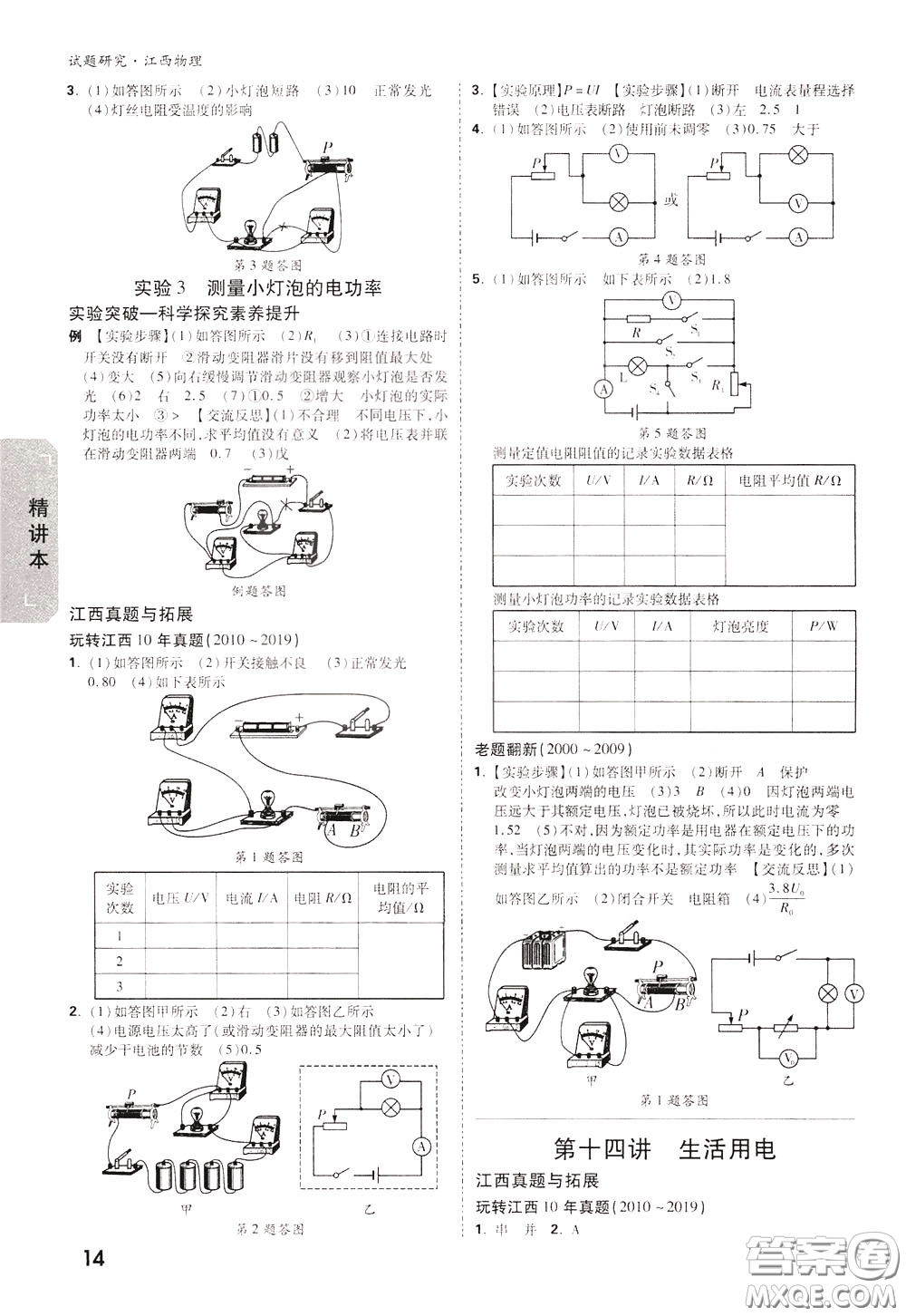 2020年萬唯中考試題研究物理江西專版精講本參考答案
