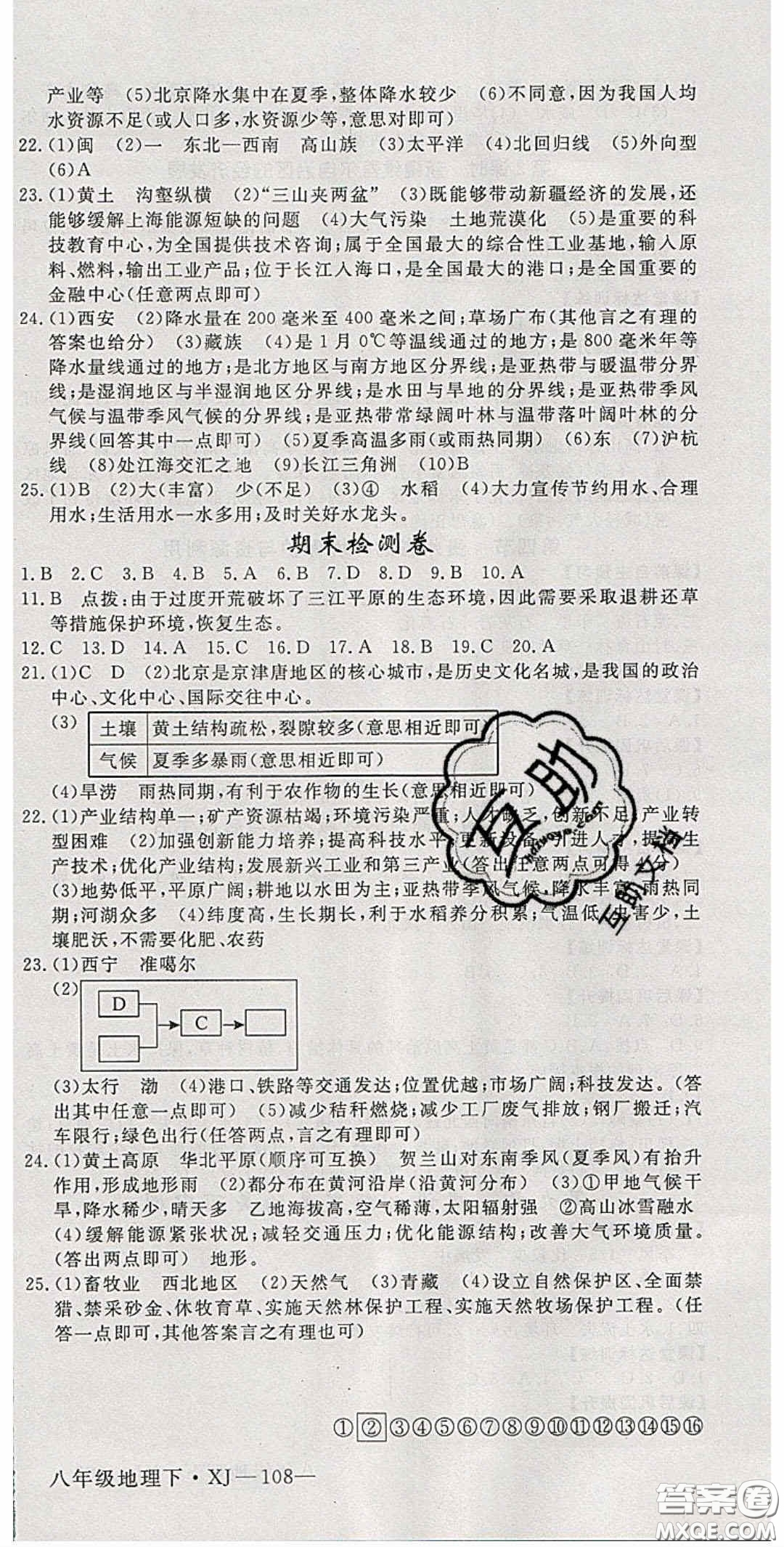 2020優(yōu)翼學(xué)練優(yōu)八年級(jí)地理下冊(cè)湘教版答案