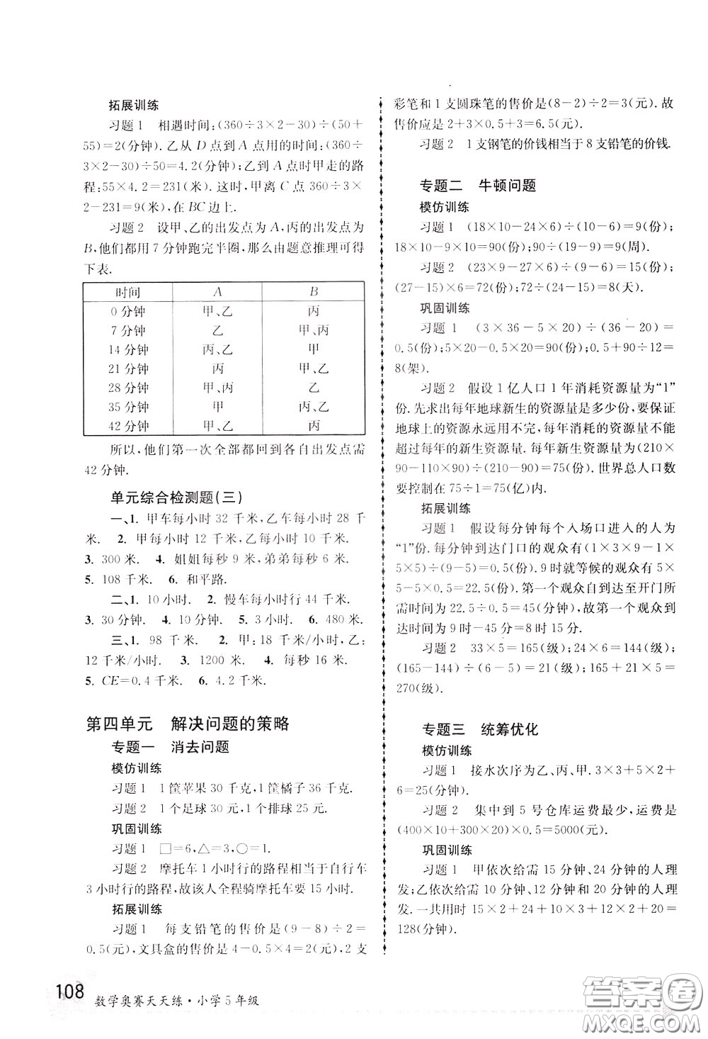 南京大學(xué)出版社2020年南大教輔數(shù)學(xué)奧賽天天練第6版小學(xué)5年級參考答案