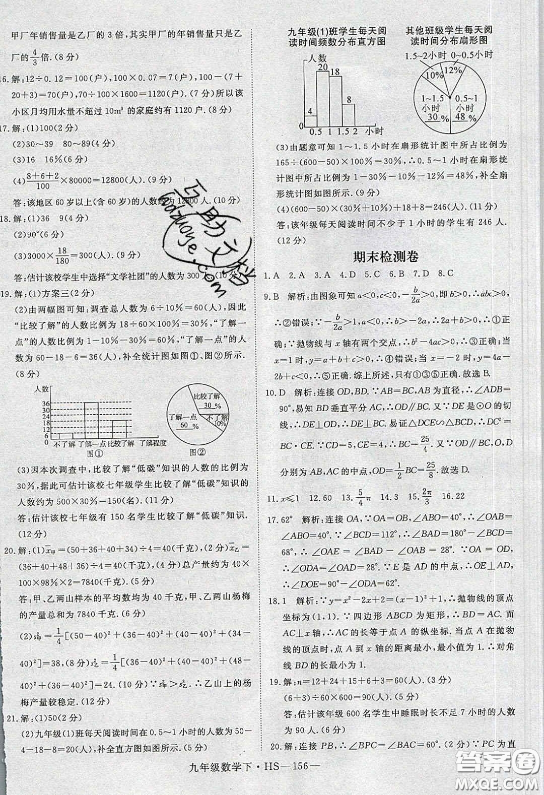 2020優(yōu)翼學(xué)練優(yōu)九年級(jí)數(shù)學(xué)下冊(cè)華師大版答案