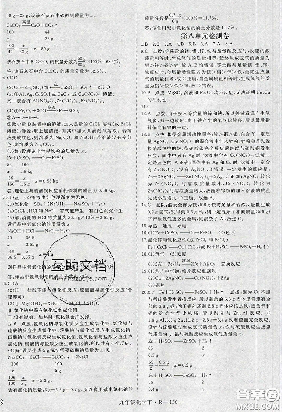 河南專用2020春優(yōu)翼學練優(yōu)九年級化學下冊人教版答案