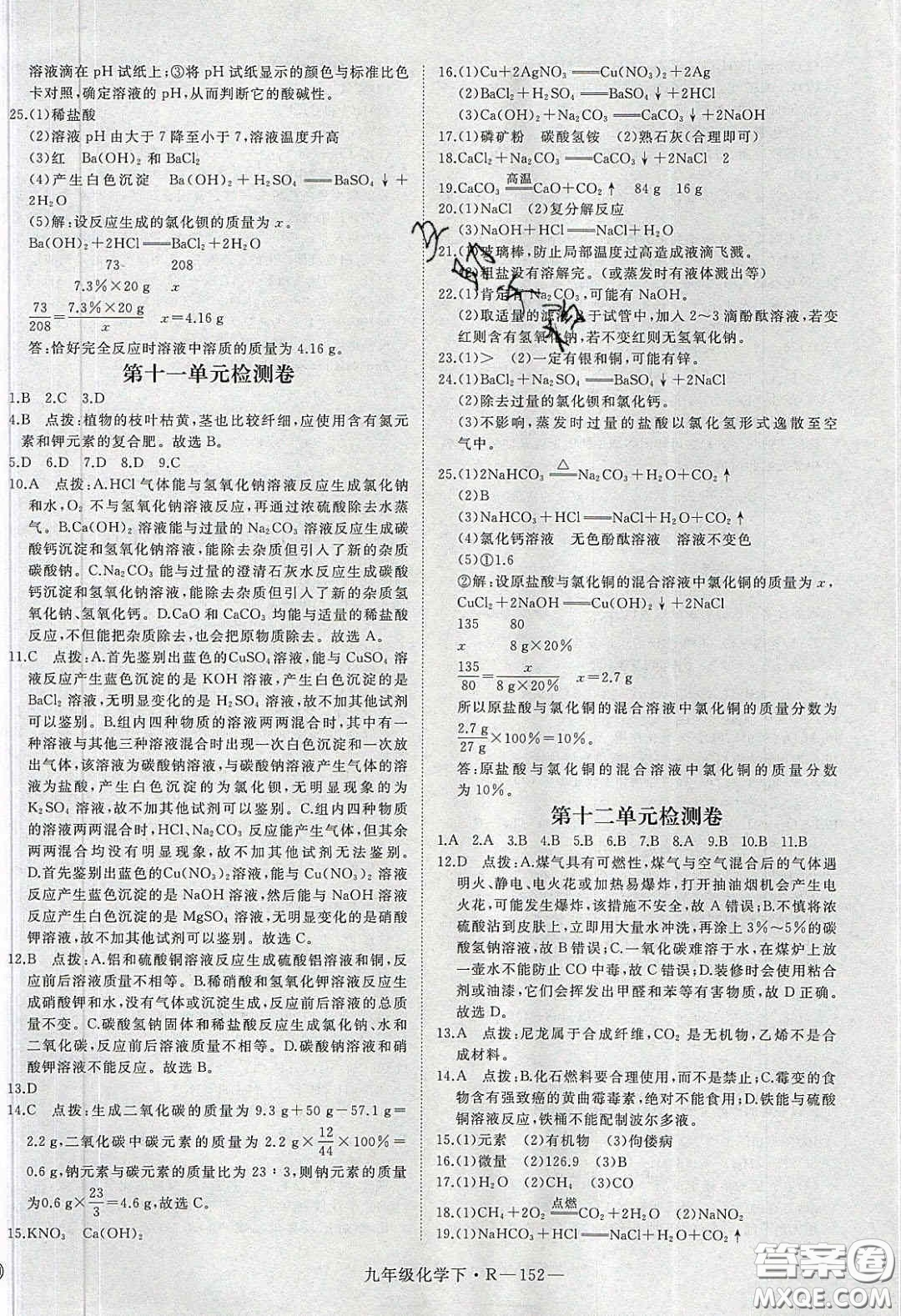 河南專用2020春優(yōu)翼學練優(yōu)九年級化學下冊人教版答案