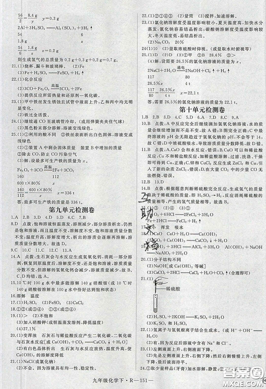 河南專用2020春優(yōu)翼學練優(yōu)九年級化學下冊人教版答案
