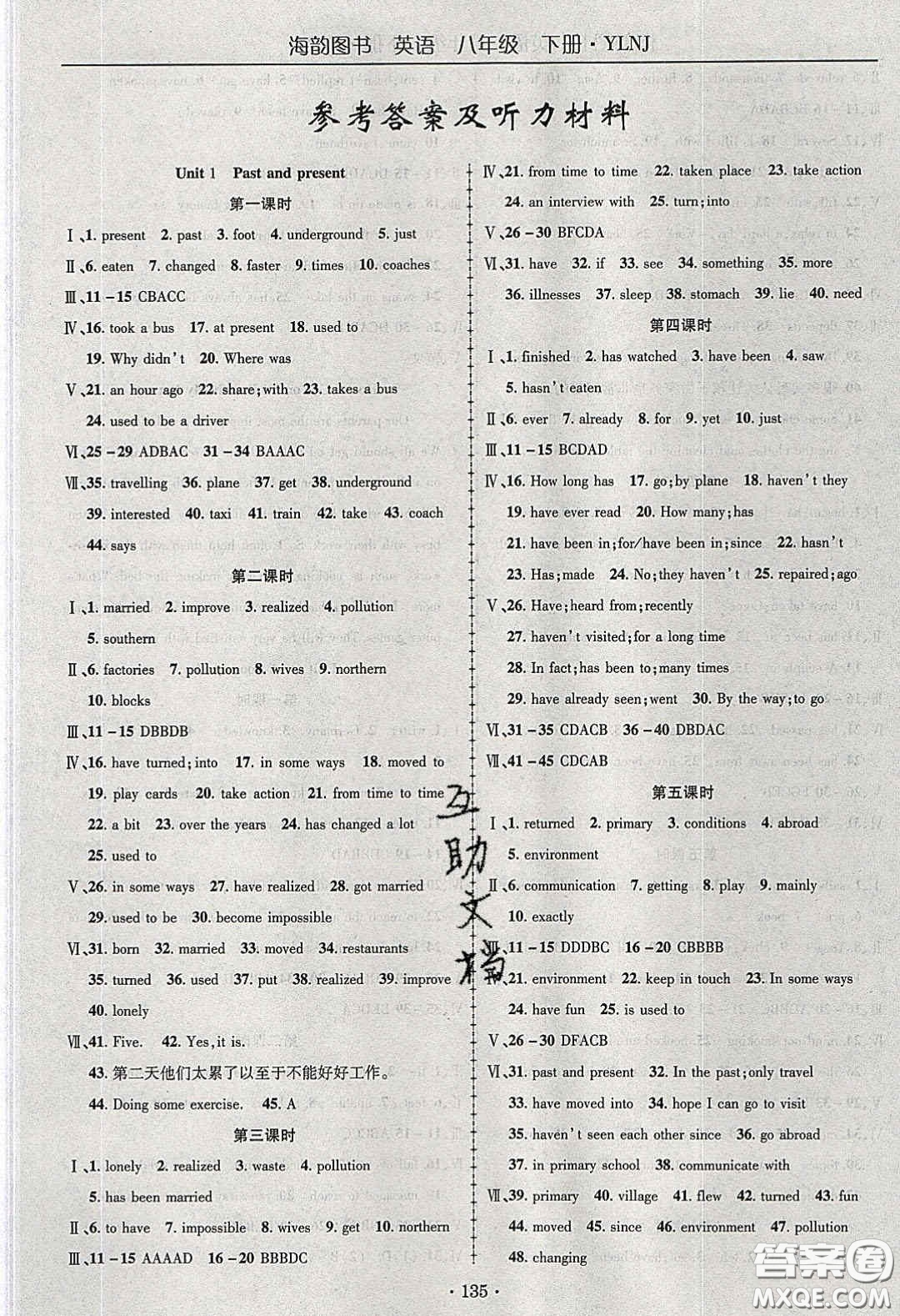 海韻圖書2020年金榜行動課時導(dǎo)學(xué)案八年級英語下冊譯林牛津版答案