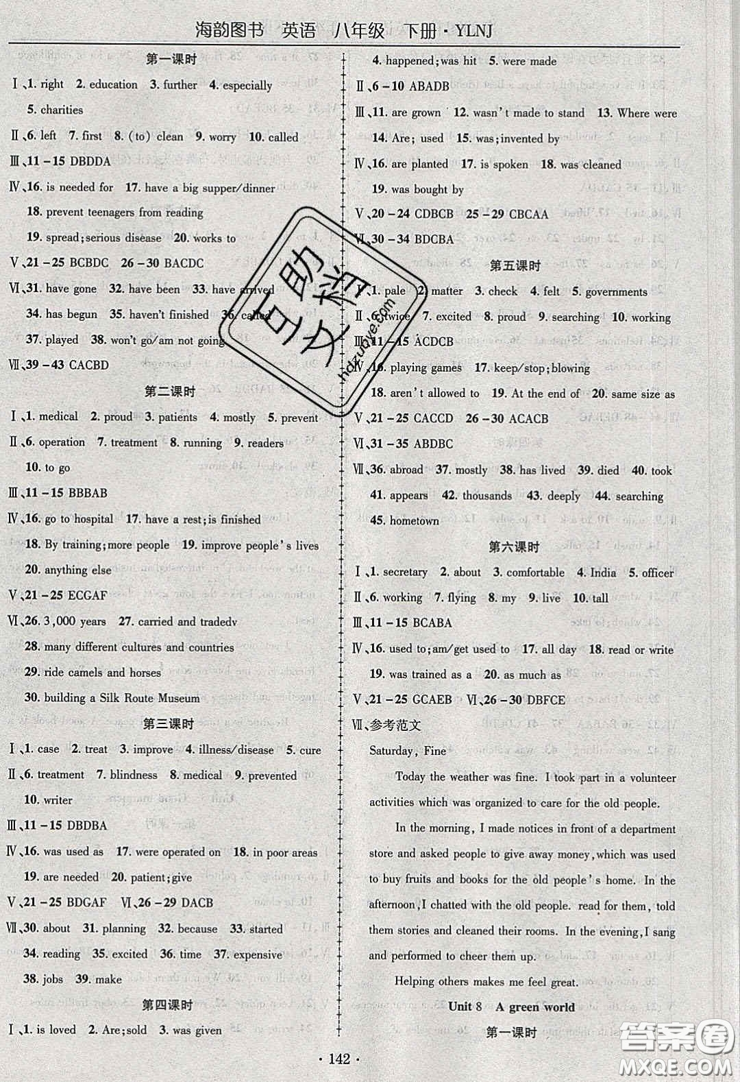 海韻圖書2020年金榜行動課時導(dǎo)學(xué)案八年級英語下冊譯林牛津版答案