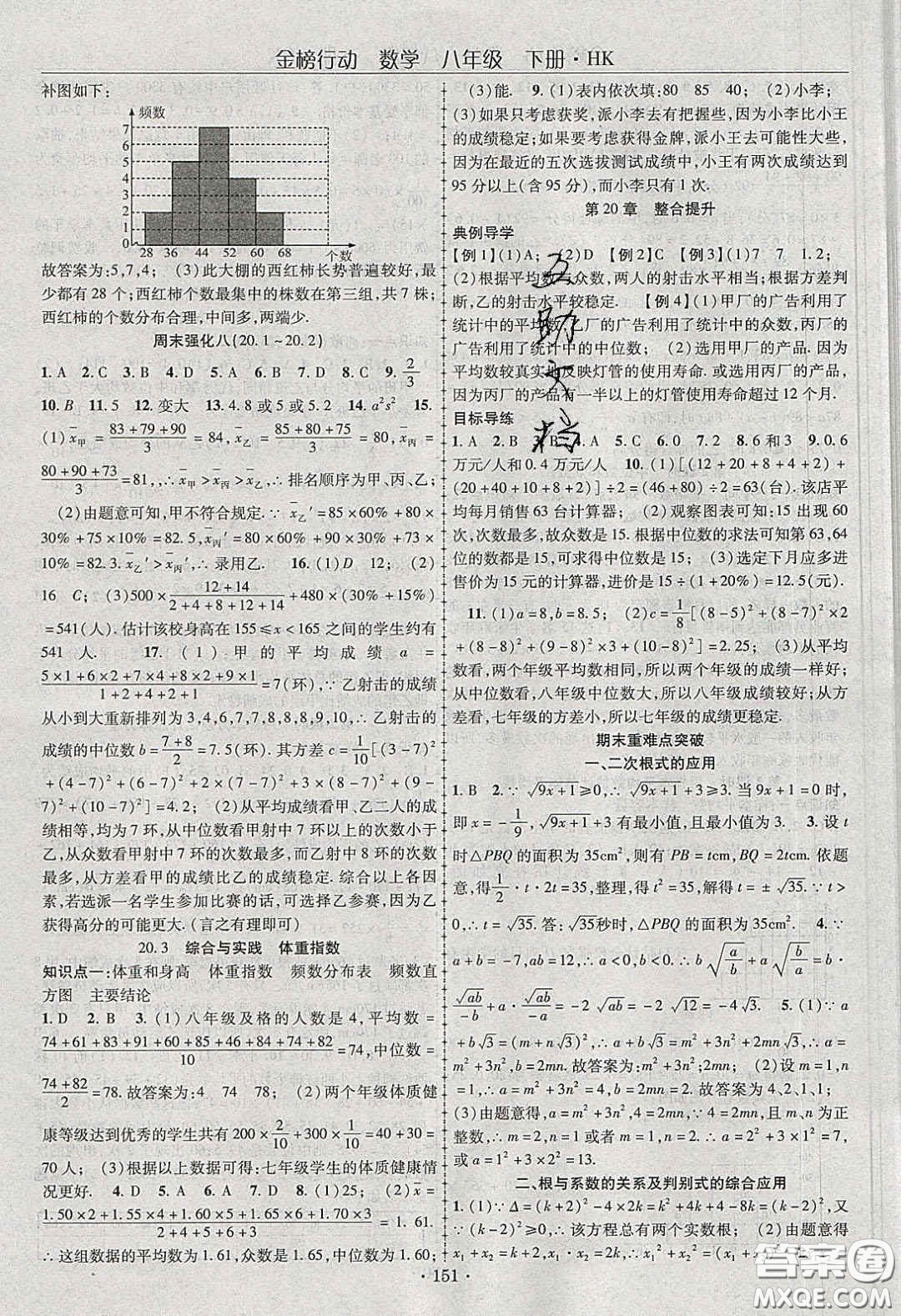 海韻圖書(shū)2020年金榜行動(dòng)課時(shí)導(dǎo)學(xué)案八年級(jí)數(shù)學(xué)下冊(cè)滬科版答案