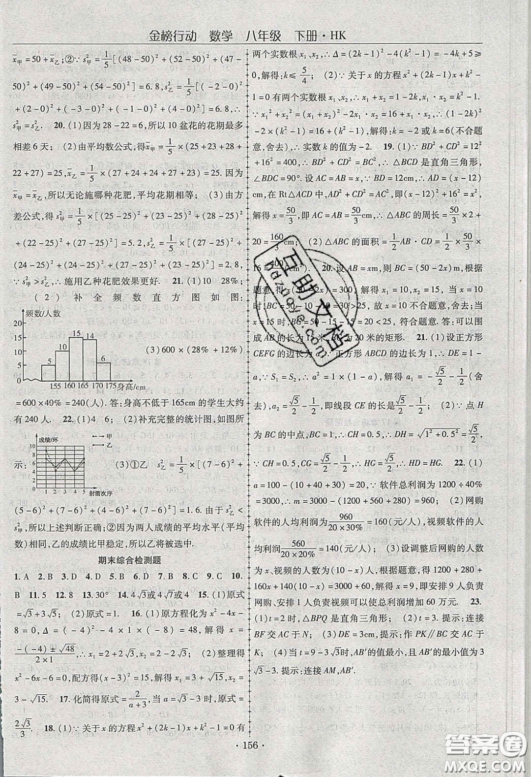海韻圖書(shū)2020年金榜行動(dòng)課時(shí)導(dǎo)學(xué)案八年級(jí)數(shù)學(xué)下冊(cè)滬科版答案