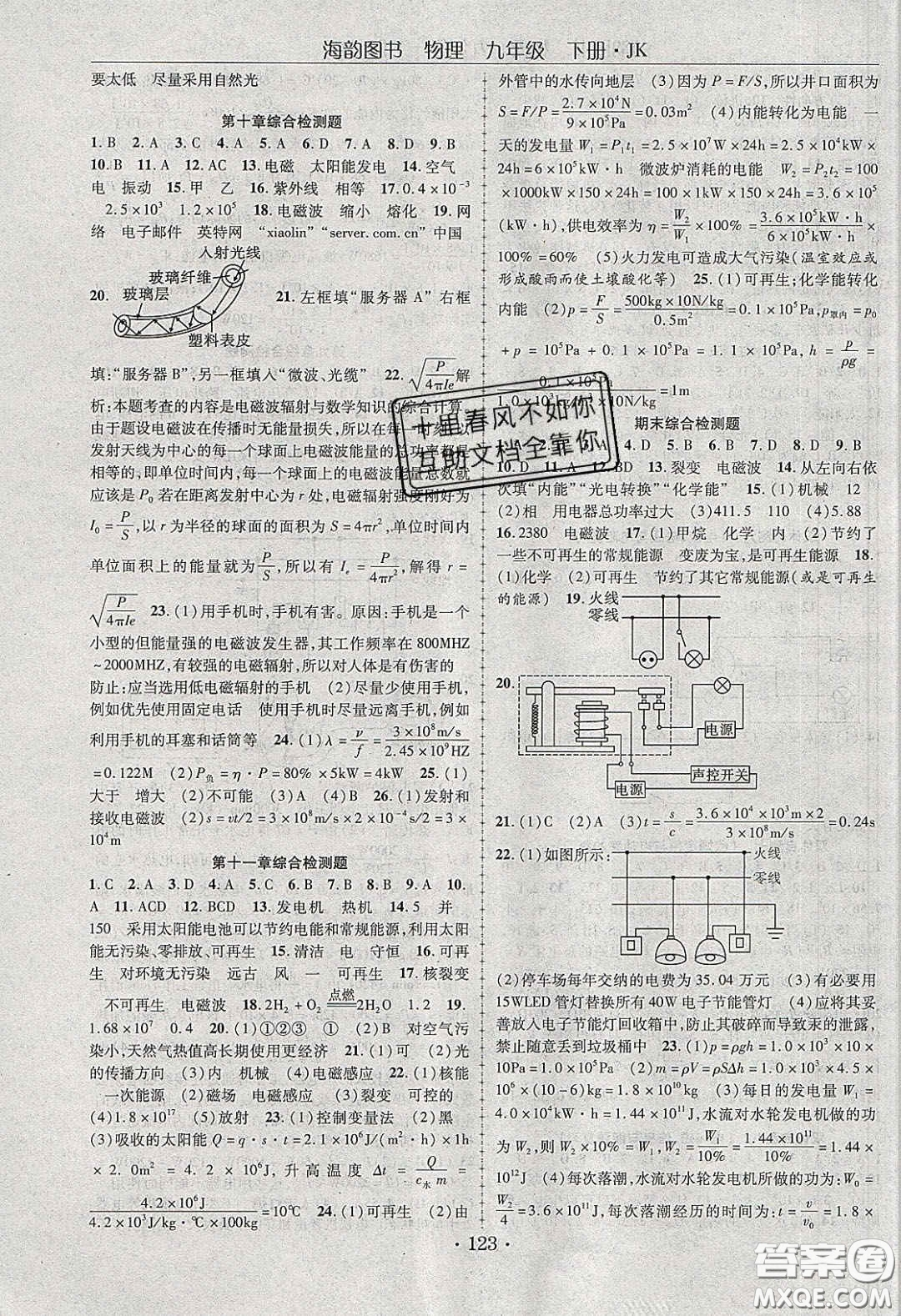 海韻圖書(shū)2020年金榜行動(dòng)課時(shí)導(dǎo)學(xué)案九年級(jí)物理下冊(cè)教科版答案