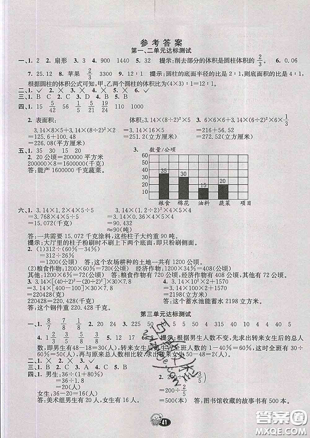 河北教育出版社2020新版七彩練霸六年級(jí)數(shù)學(xué)下冊(cè)蘇教版答案
