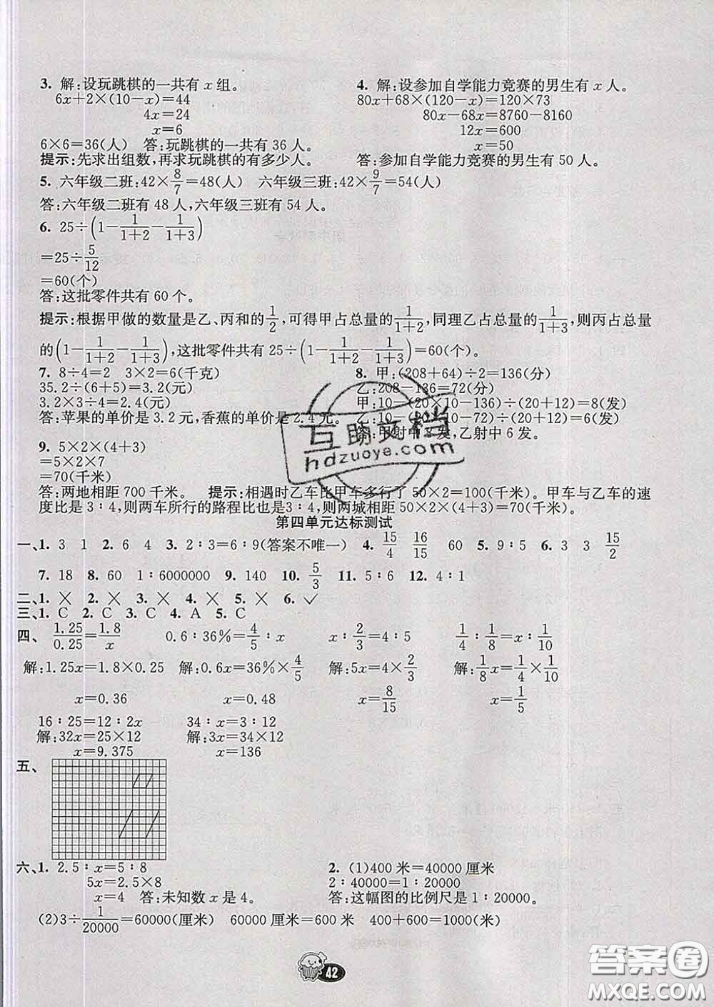 河北教育出版社2020新版七彩練霸六年級(jí)數(shù)學(xué)下冊(cè)蘇教版答案