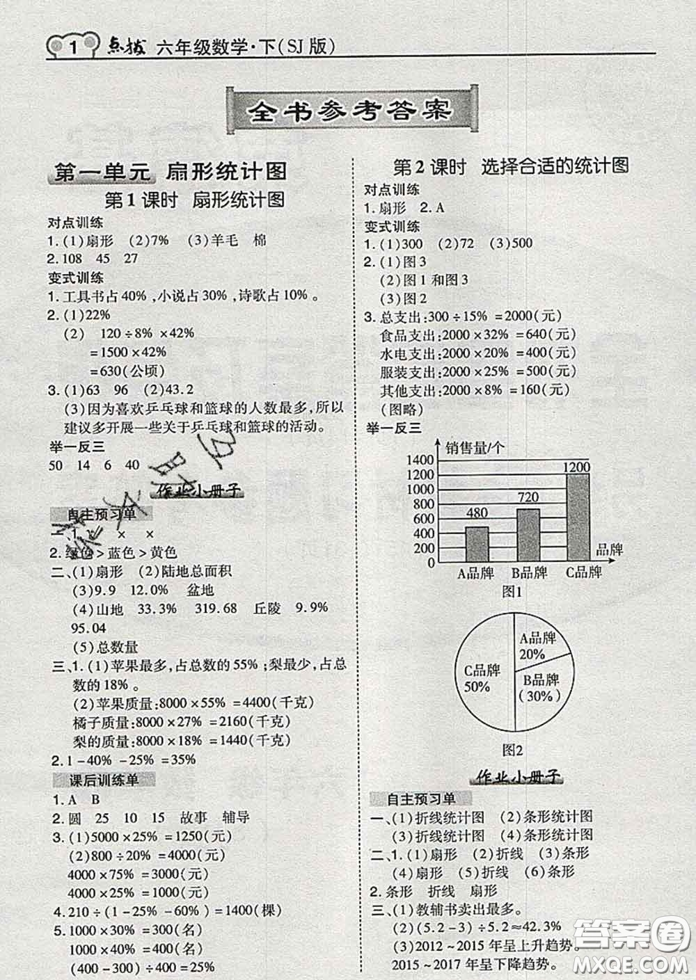 2020春特高級(jí)教師點(diǎn)撥六年級(jí)數(shù)學(xué)下冊(cè)蘇教版答案