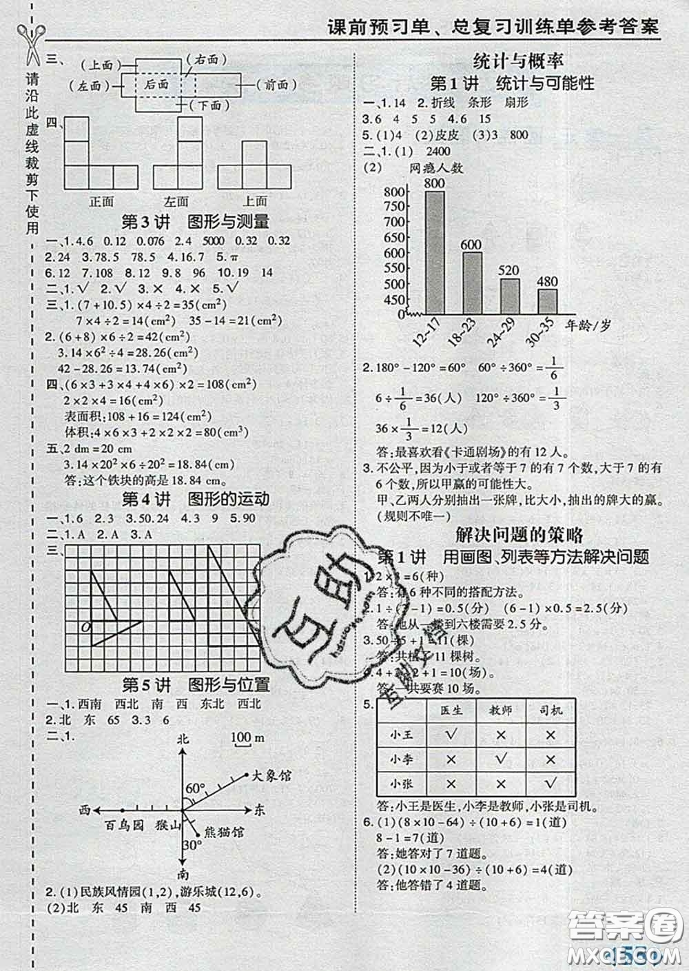 2020春特高級教師點撥六年級數(shù)學(xué)下冊北師版答案