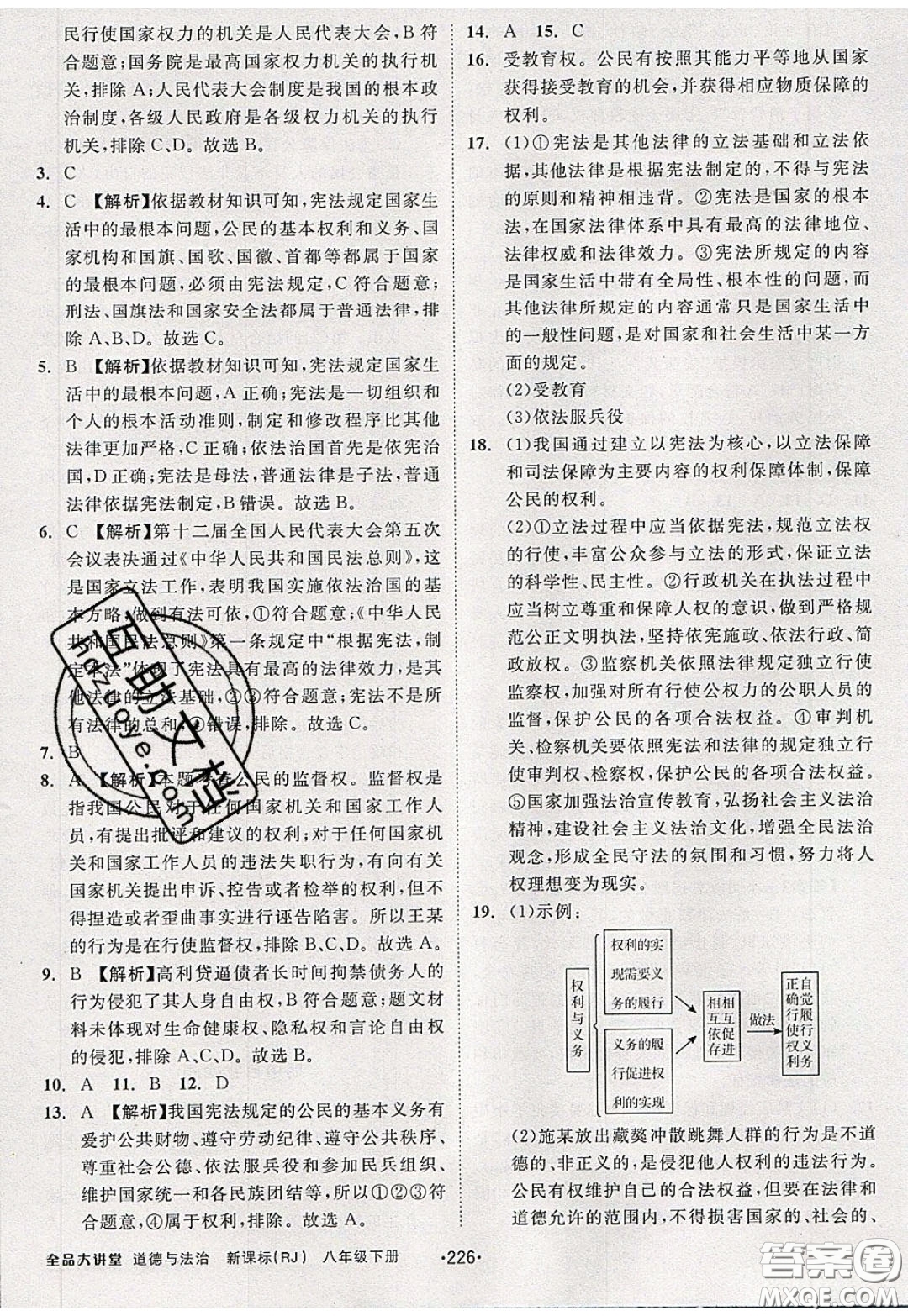 2020春全品大講堂初中道德與法治八年級(jí)下冊(cè)新課標(biāo)RJ人教版參考答案