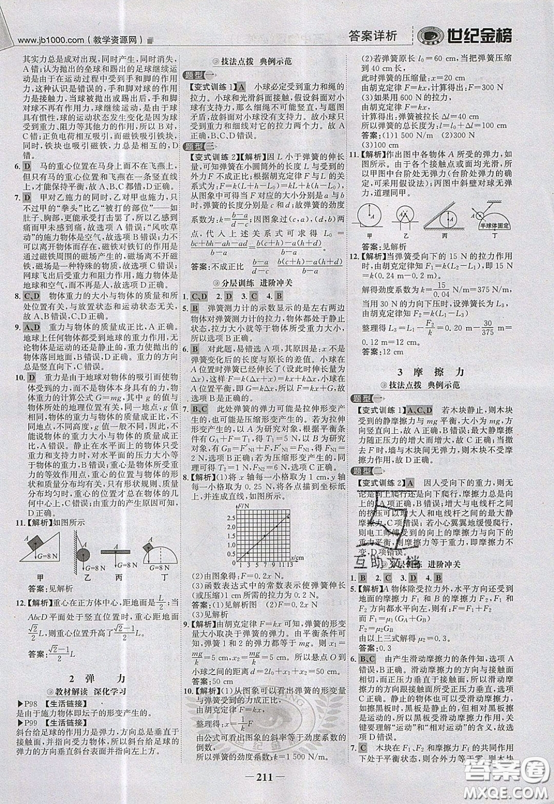 世紀金榜2020新版金榜大講堂高中物理必修1人教版RJ參考答案
