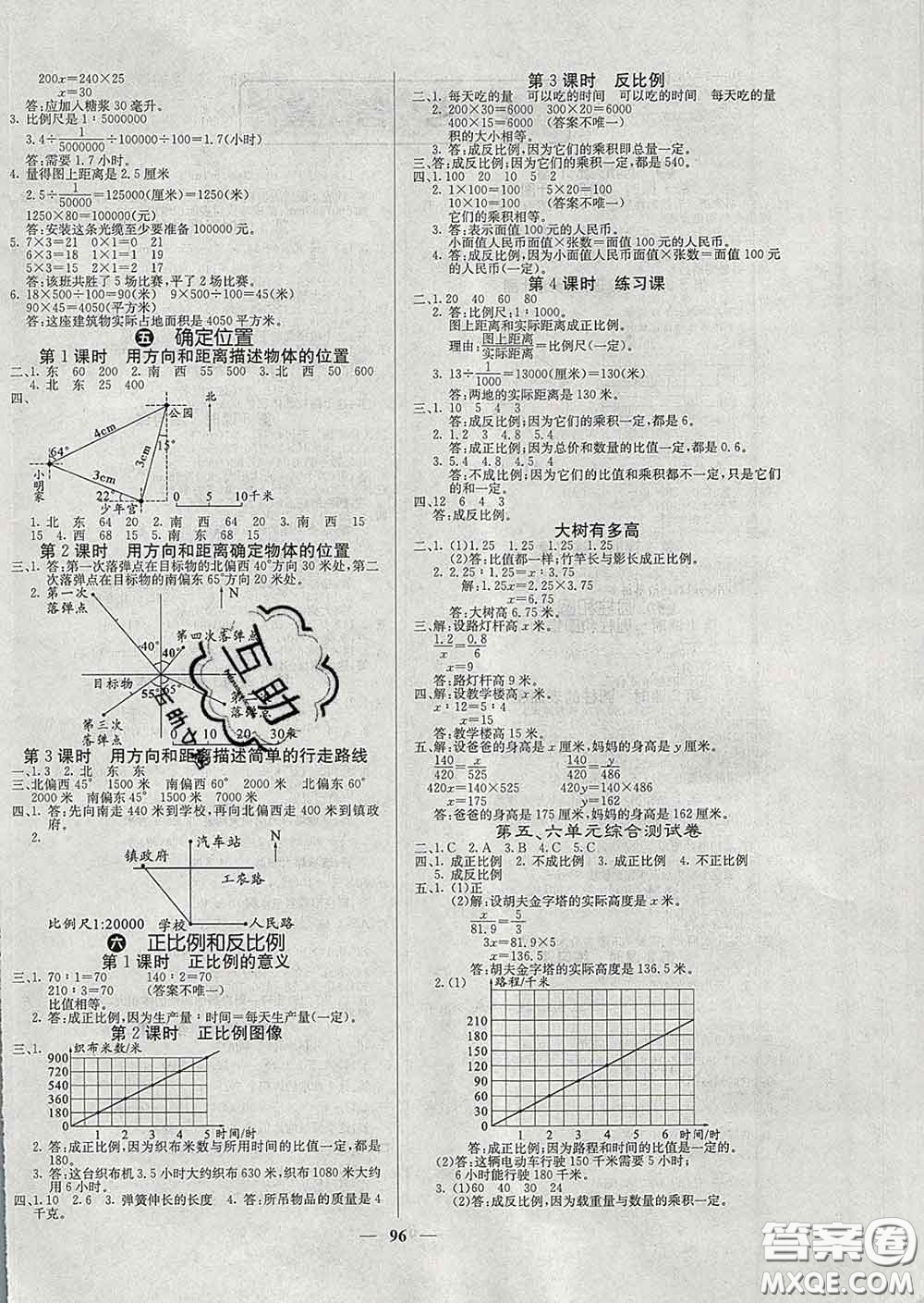 沈陽出版社2020新版梯田文化課堂內外六年級數學下冊蘇教版答案