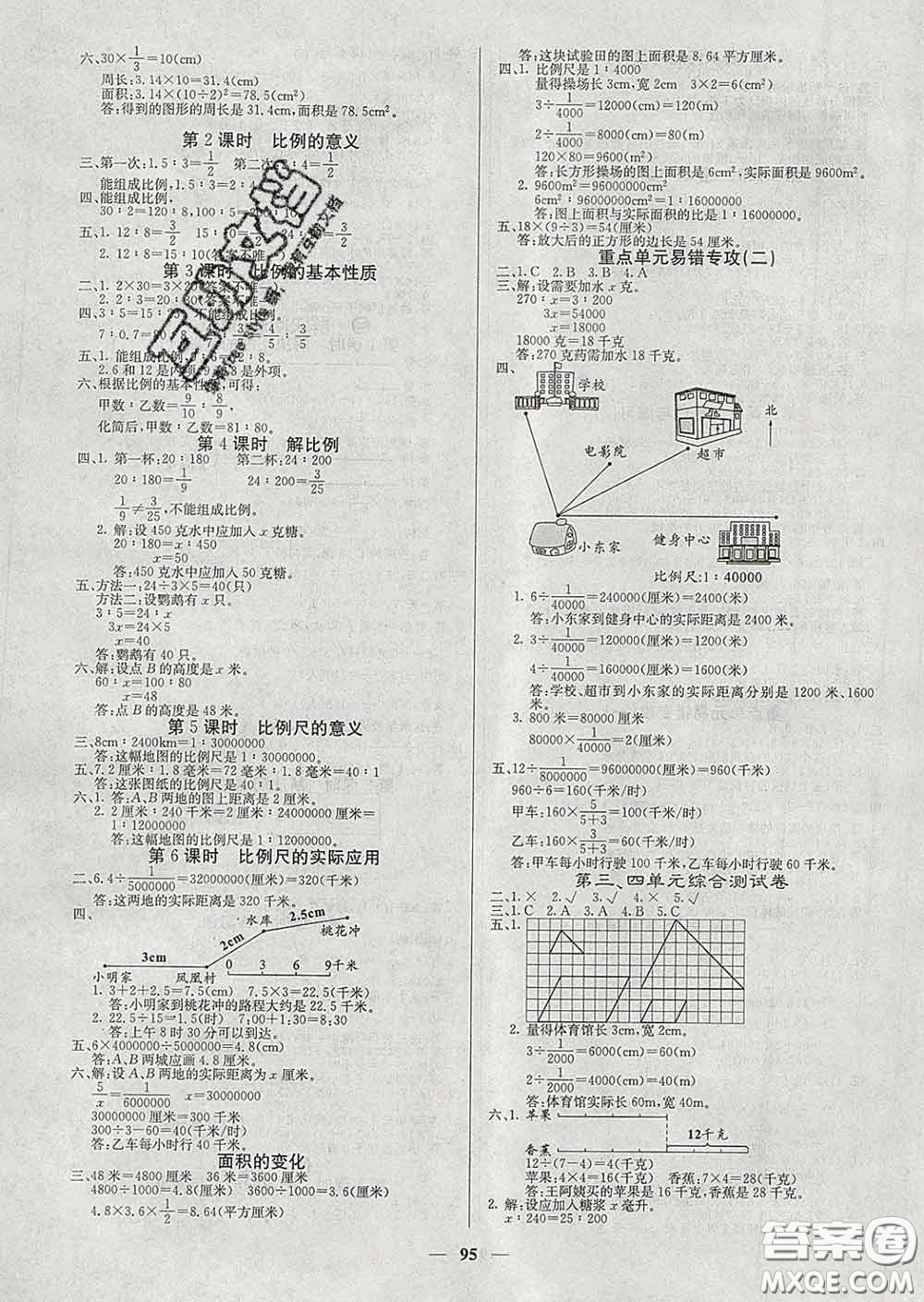 沈陽出版社2020新版梯田文化課堂內外六年級數學下冊蘇教版答案