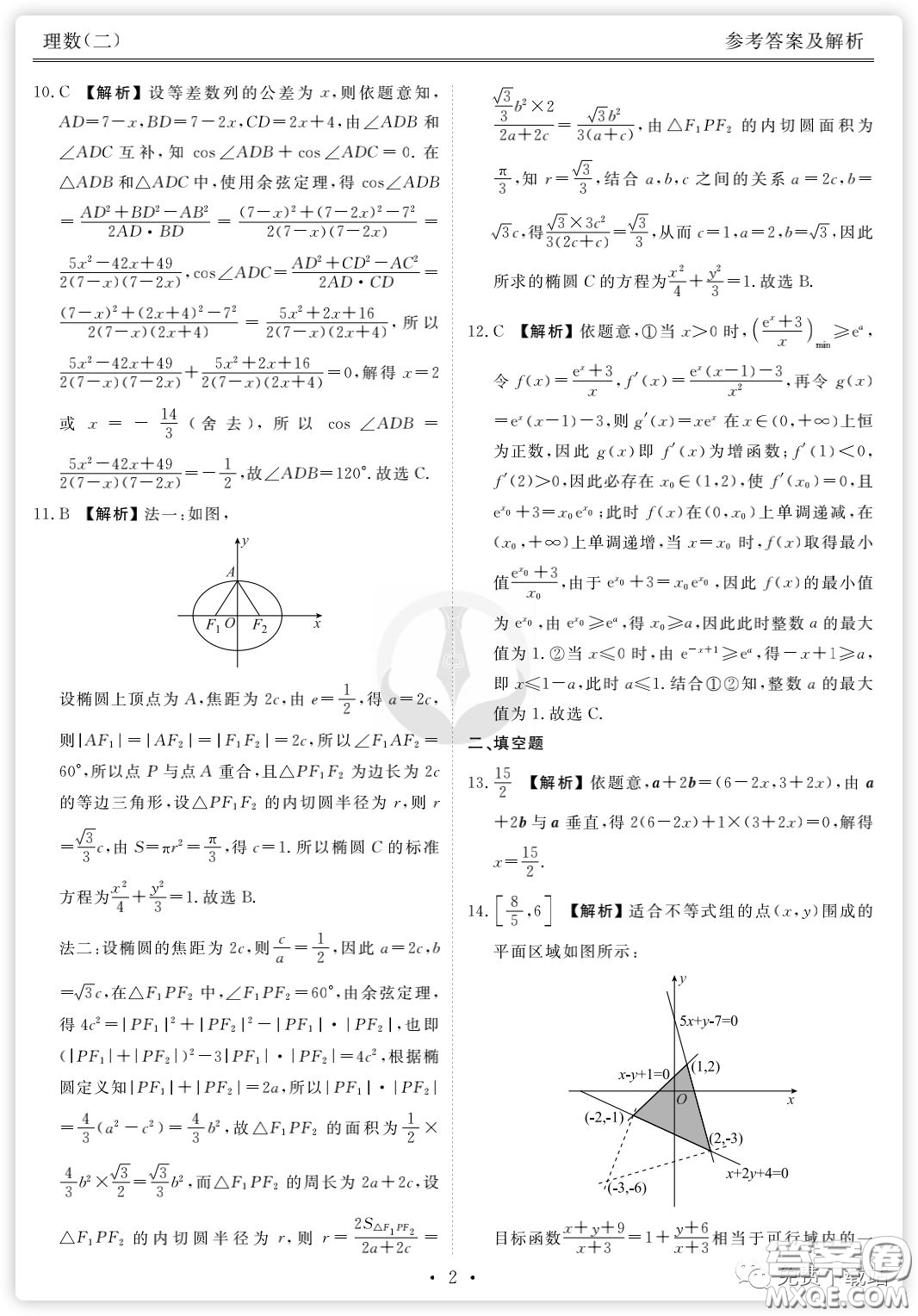 2020年衡水金卷先享題分科綜合卷二理科數(shù)學(xué)試題及答案