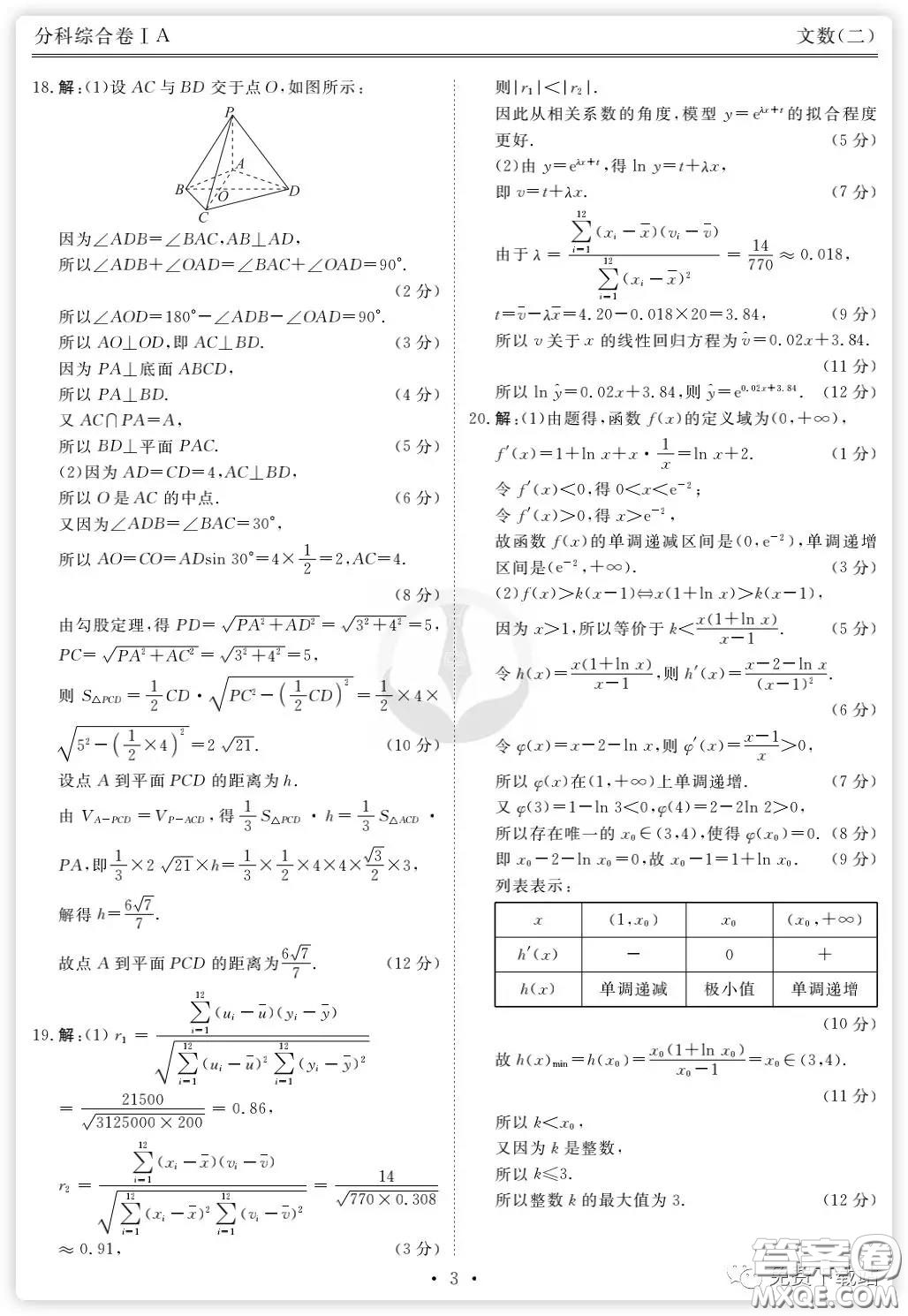 2020年衡水金卷先享題分科綜合卷二文科數(shù)學(xué)試題及答案