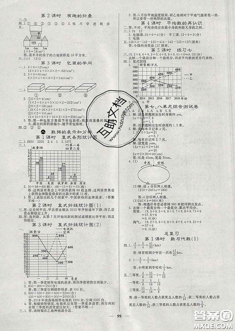 沈陽出版社2020新版梯田文化課堂內(nèi)外五年級(jí)數(shù)學(xué)下冊(cè)北師版答案