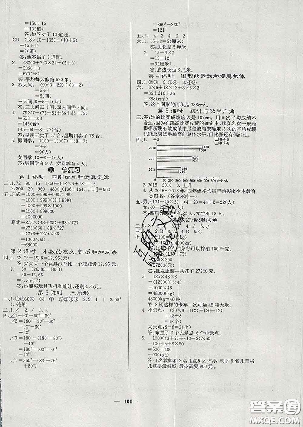沈陽(yáng)出版社2020新版梯田文化課堂內(nèi)外四年級(jí)數(shù)學(xué)下冊(cè)人教版答案