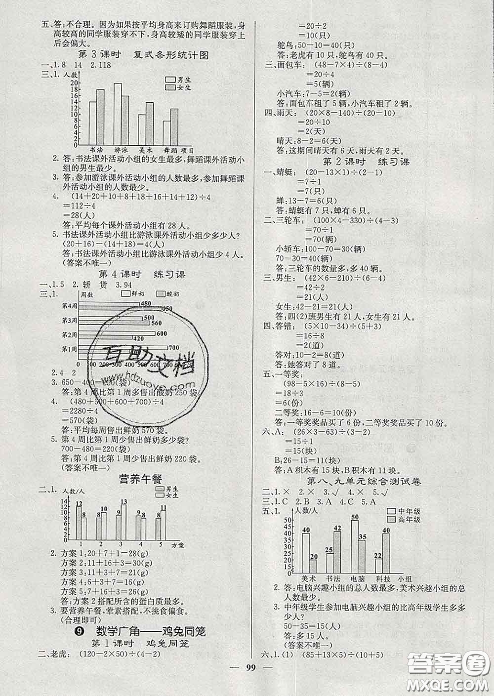 沈陽(yáng)出版社2020新版梯田文化課堂內(nèi)外四年級(jí)數(shù)學(xué)下冊(cè)人教版答案