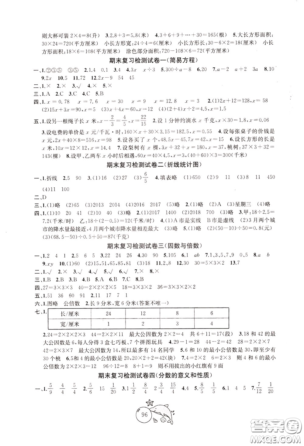 2020新版金鑰匙1+1目標檢測五年級下冊數(shù)學國際江蘇版參考答案