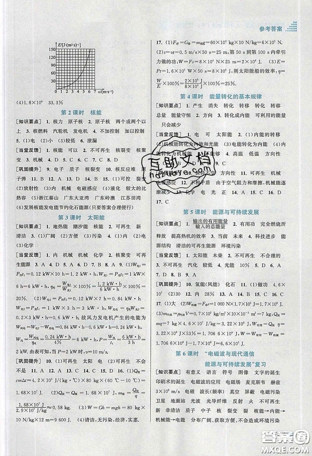江蘇鳳凰美術(shù)出版社2020創(chuàng)新課時作業(yè)本九年級物理下冊江蘇版答案