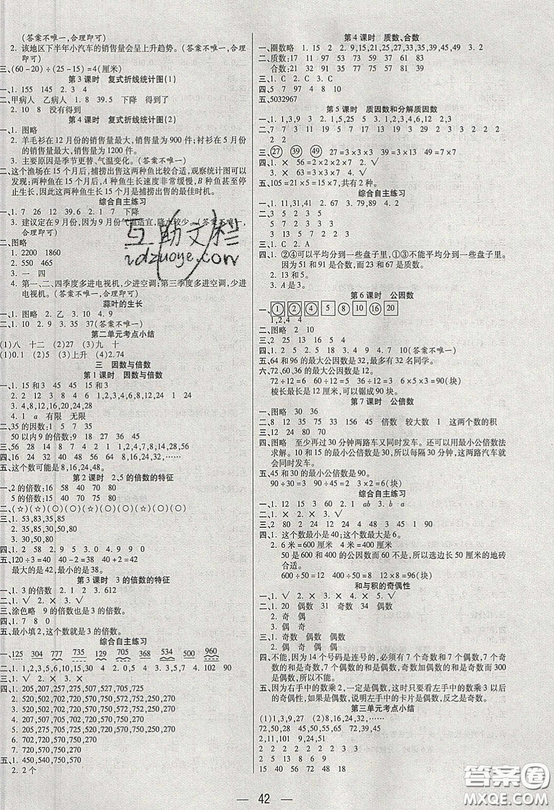 揚(yáng)帆文化2020揚(yáng)帆天天練五年級(jí)數(shù)學(xué)下冊(cè)蘇教版答案