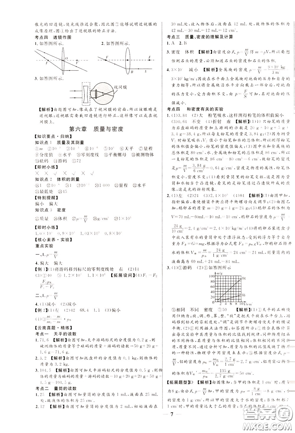 2020升級(jí)版云南中考新突破物理參考答案