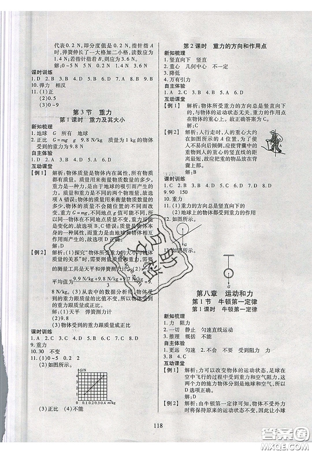 2020年有效課堂課時(shí)導(dǎo)學(xué)案八年級(jí)下冊(cè)物理人教版參考答案