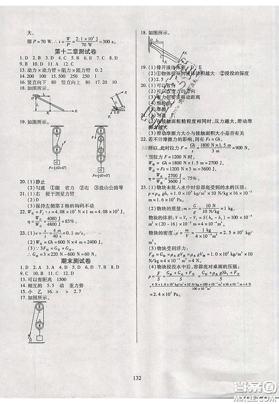 2020年有效課堂課時(shí)導(dǎo)學(xué)案八年級(jí)下冊(cè)物理人教版參考答案