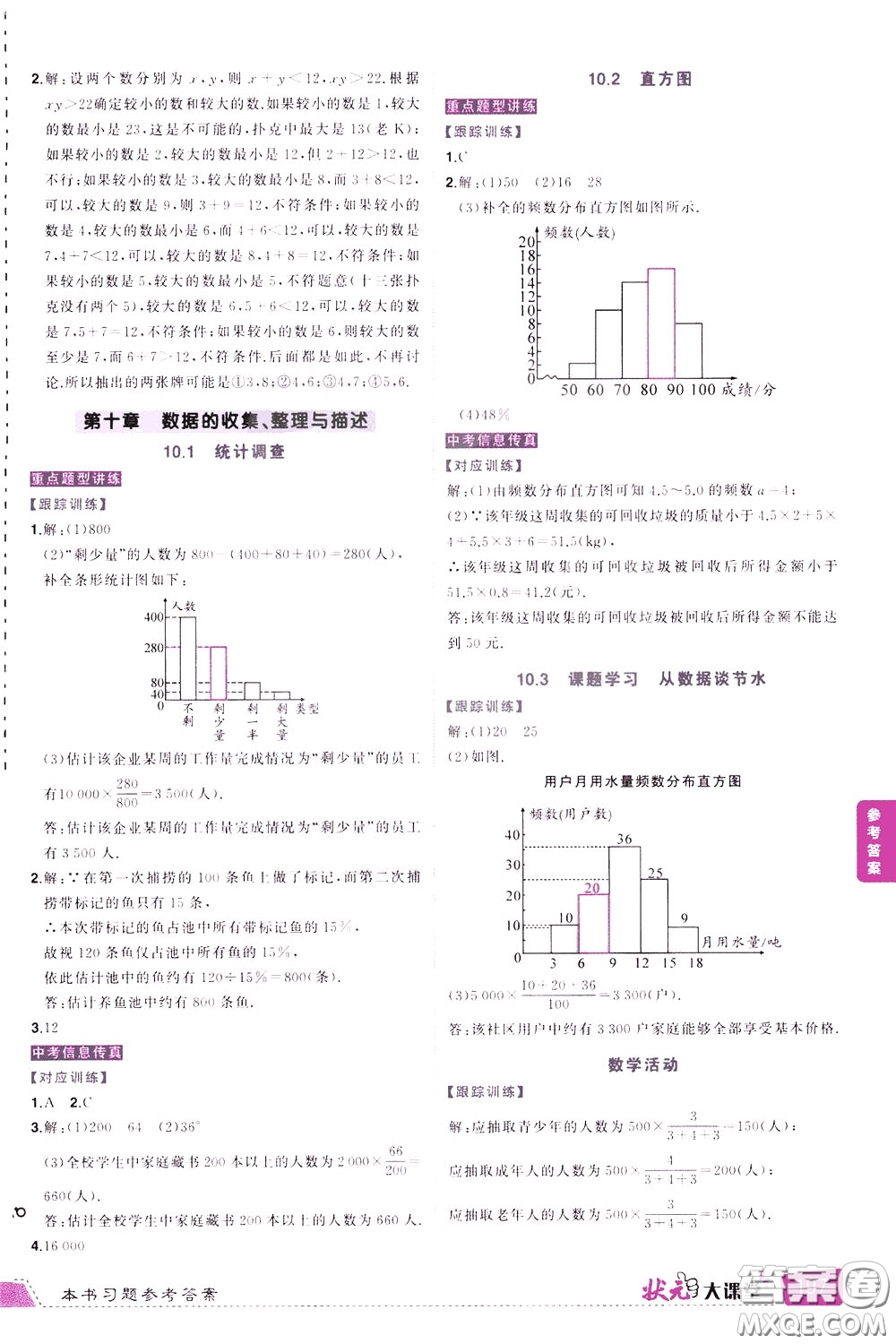 狀元成才路2020年狀元大課堂導(dǎo)學(xué)案標(biāo)準(zhǔn)本七年級下冊數(shù)學(xué)人教版參考答案