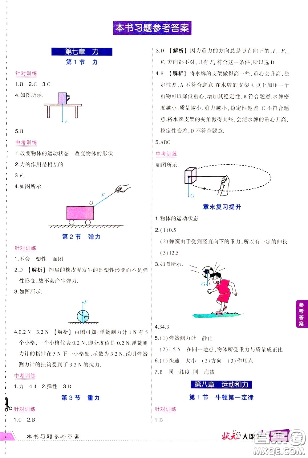 狀元成才路2020年狀元大課堂導學案標準本八年級下冊物理人教版參考答案