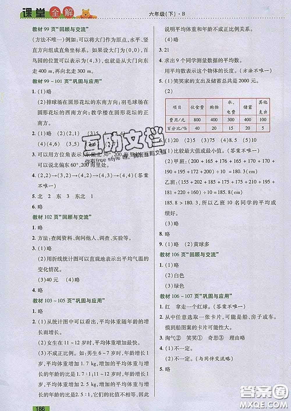 2020新版跳跳熊小學特級教師課堂全解六年級數(shù)學下冊北師版答案