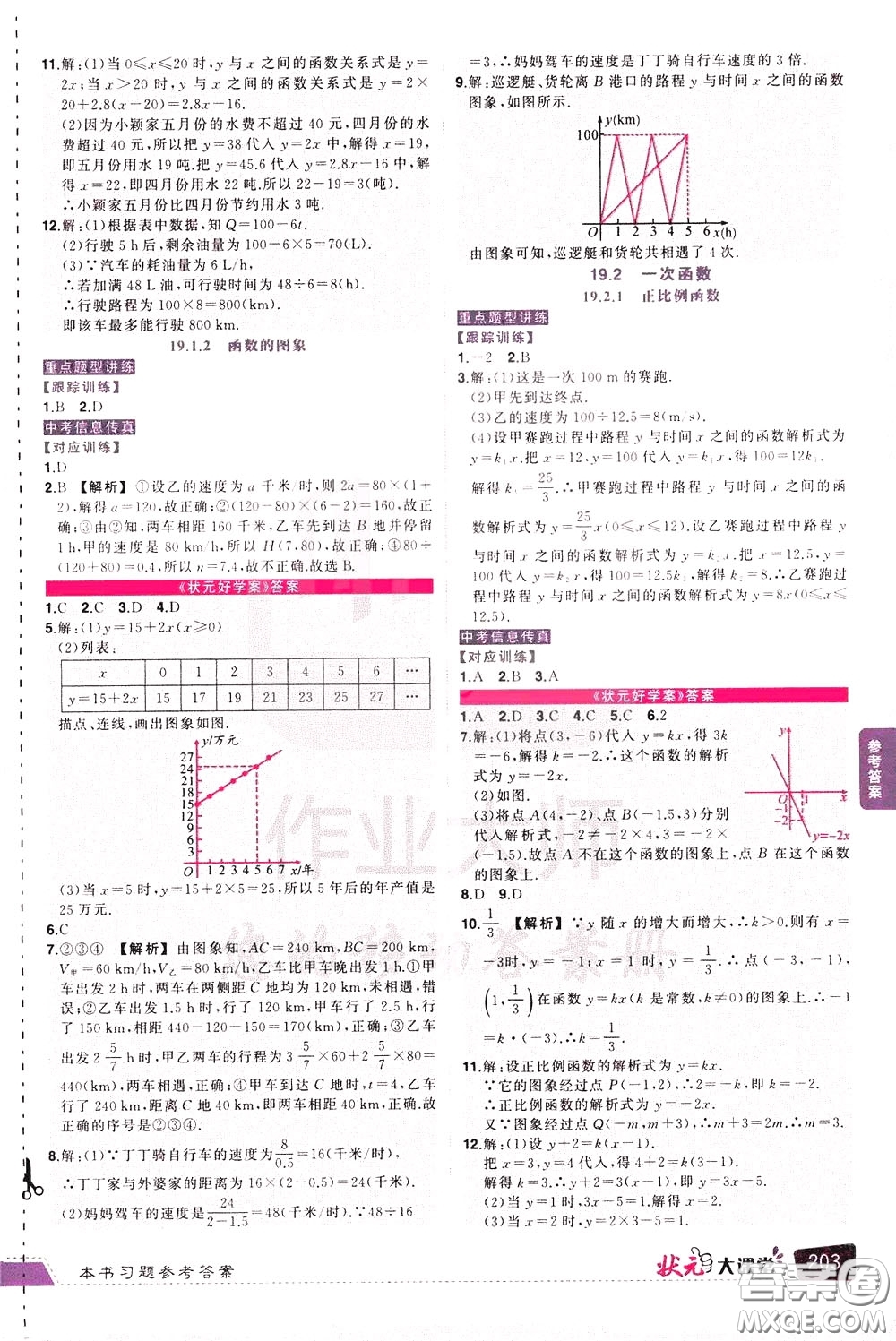 黃岡狀元成才路2020年?duì)钤笳n堂好學(xué)案八年級(jí)下冊(cè)數(shù)學(xué)人教版參考答案