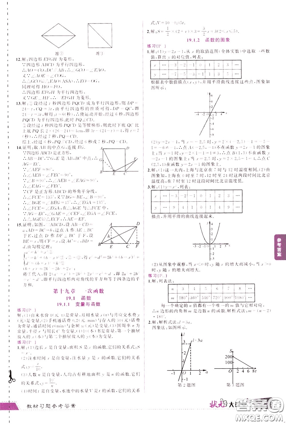 黃岡狀元成才路2020年?duì)钤笳n堂好學(xué)案八年級(jí)下冊(cè)數(shù)學(xué)人教版參考答案